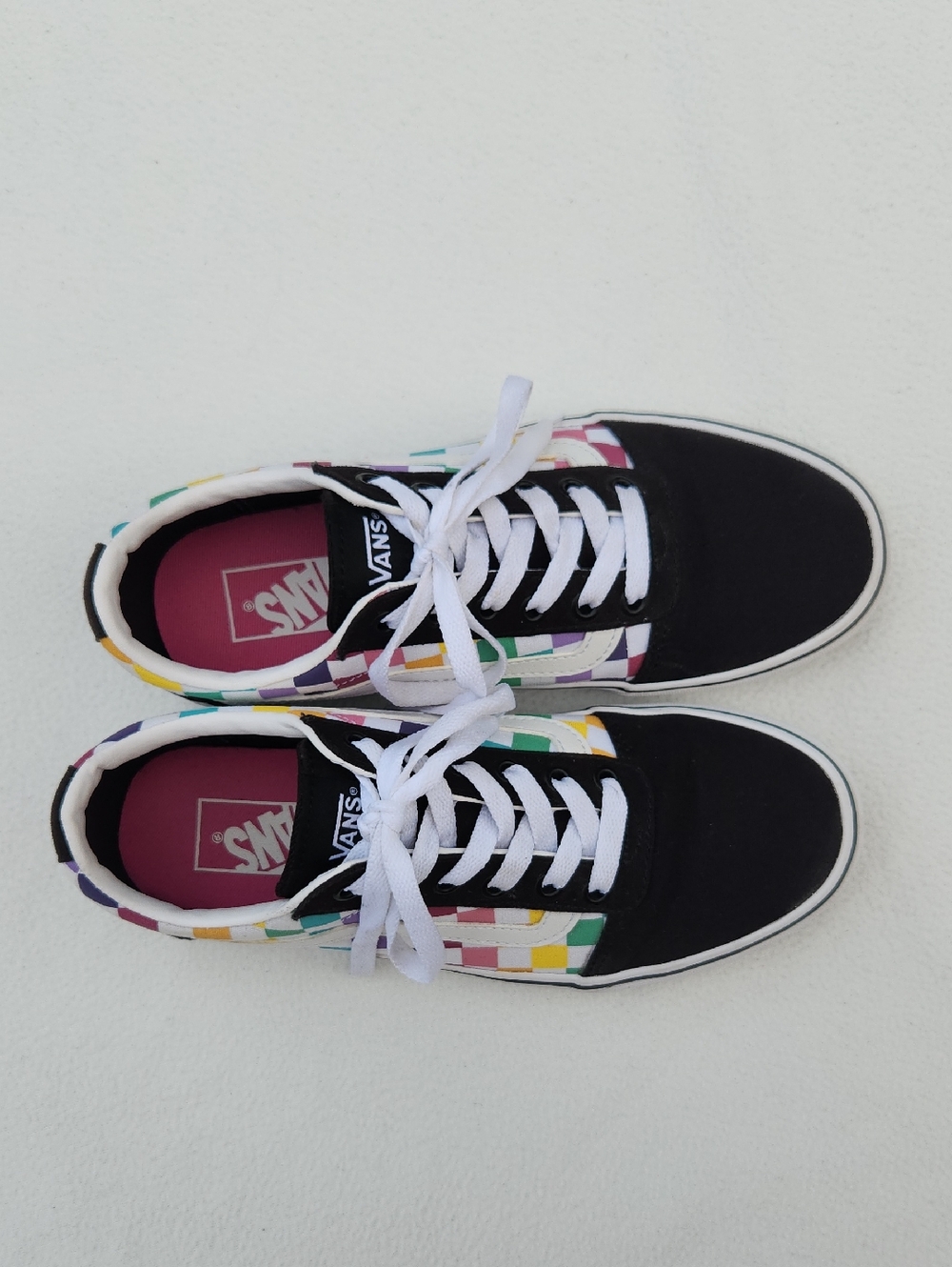 Vans Ward Multi-Color Rainbow Checkerboard Low Top Sneakers Women’s Size 8 - Picture 6 of 9